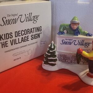 Department 56 Snow Village Kids Decorating Sign Figurine